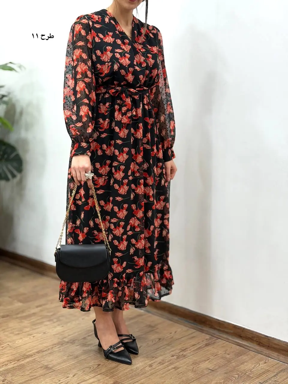 پیراهن بلند حریر آستردار آوا کد 5036